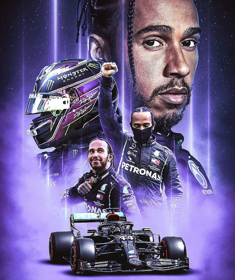 Violet Poster Of Lewis Hamilton F1 Wallpaper