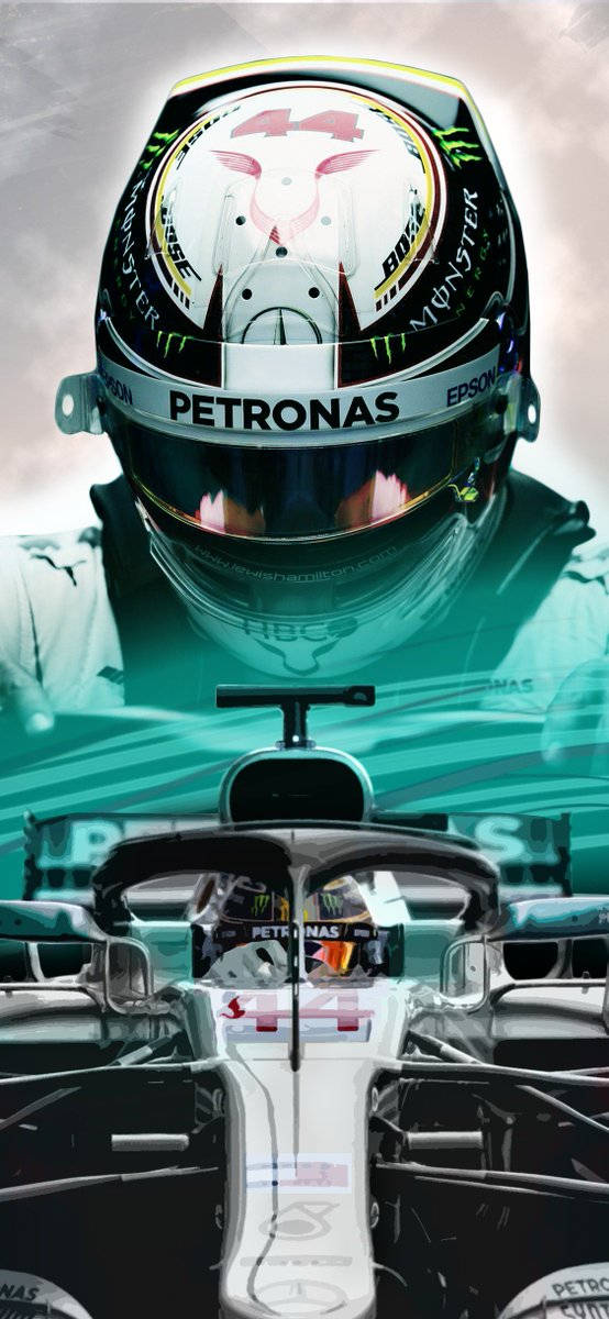 Lewis Hamilton kører hurtigt forrest ved et F1-løb Wallpaper