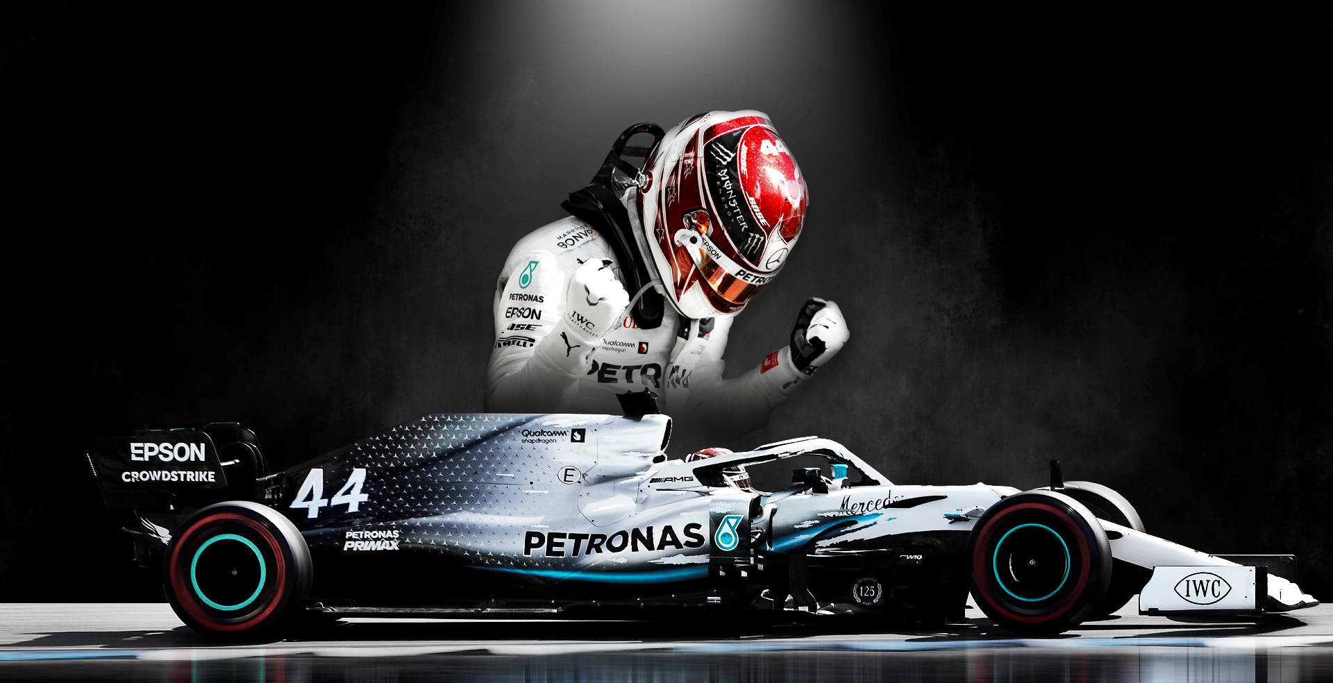 Lewis Hamilton F1 With His Racing Car Wallpaper