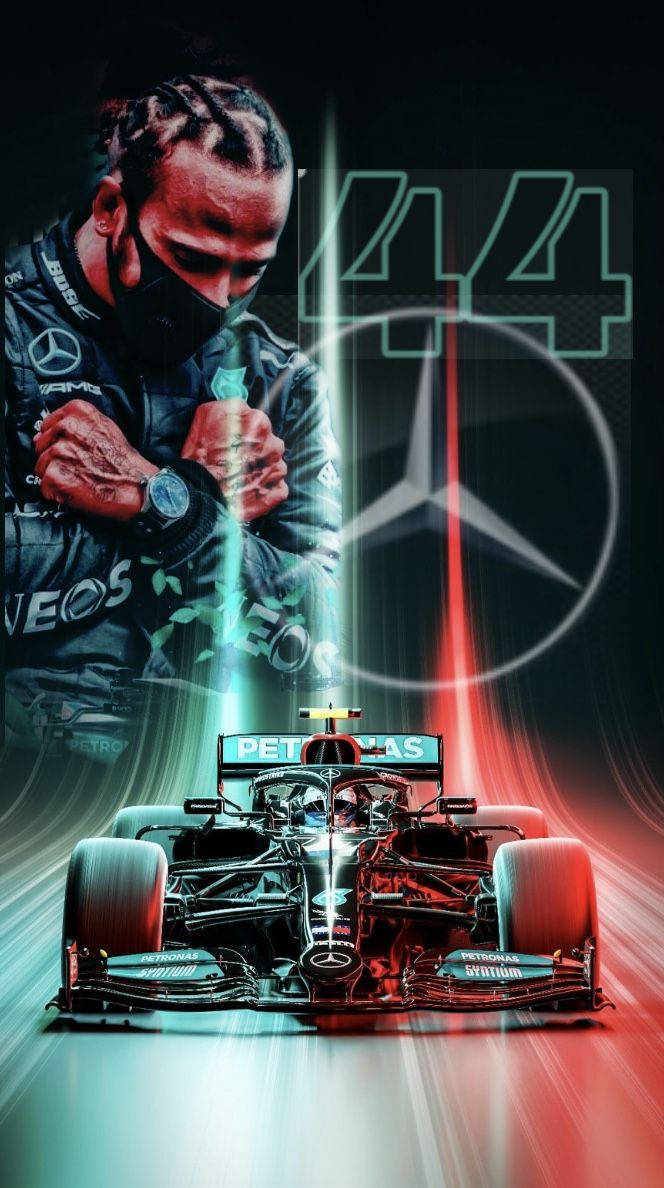Lewishamilton En El Auto De Carreras De F1 De Mercedes Fondo de pantalla