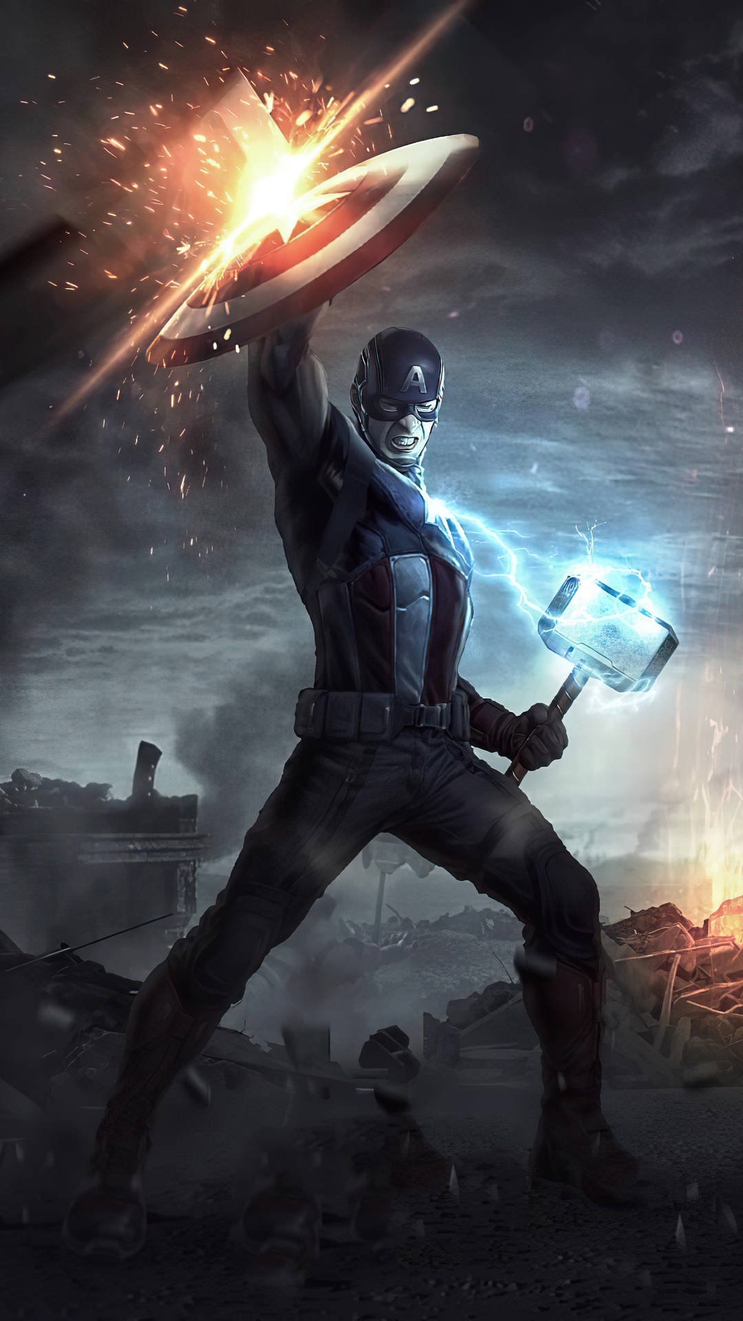 Hammerund Schild Captain America Iphone Wallpaper