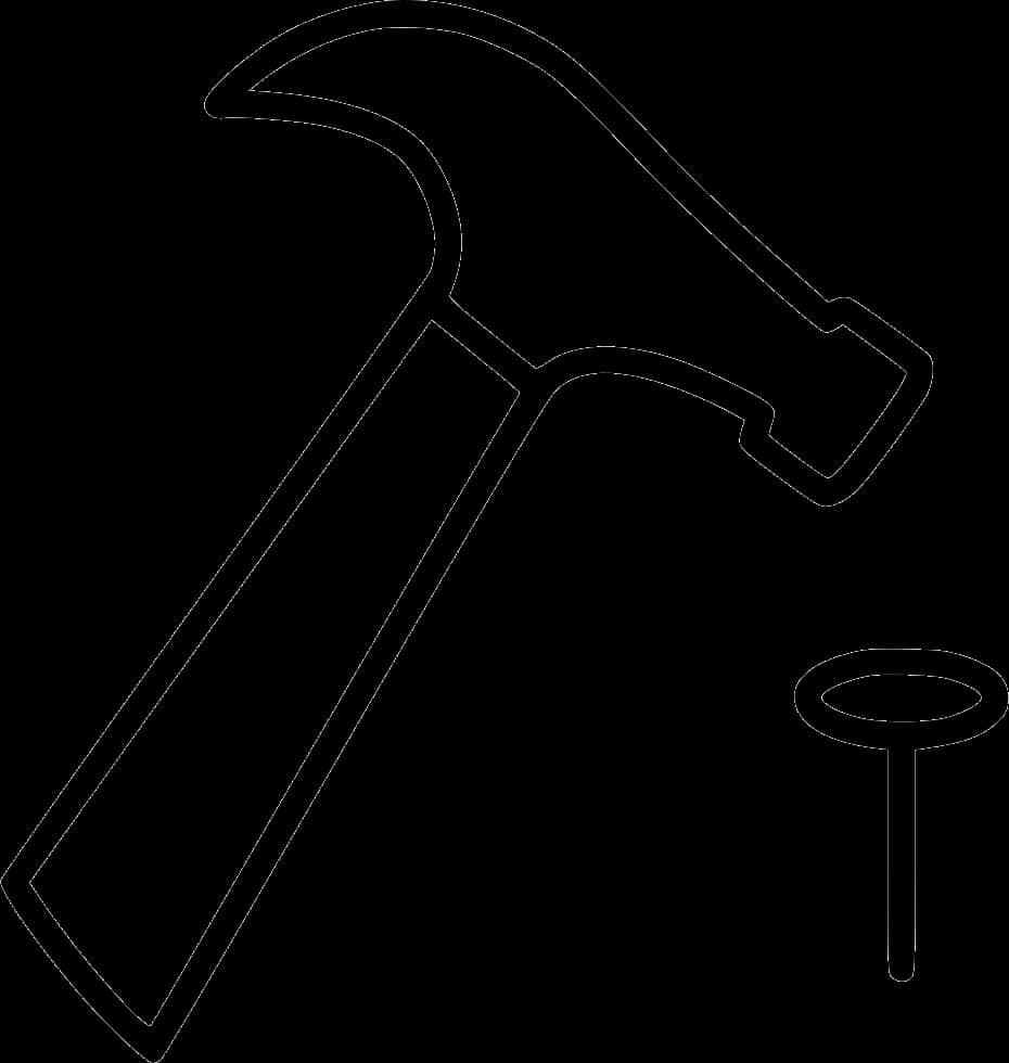 Hammerand Nail Outline PNG