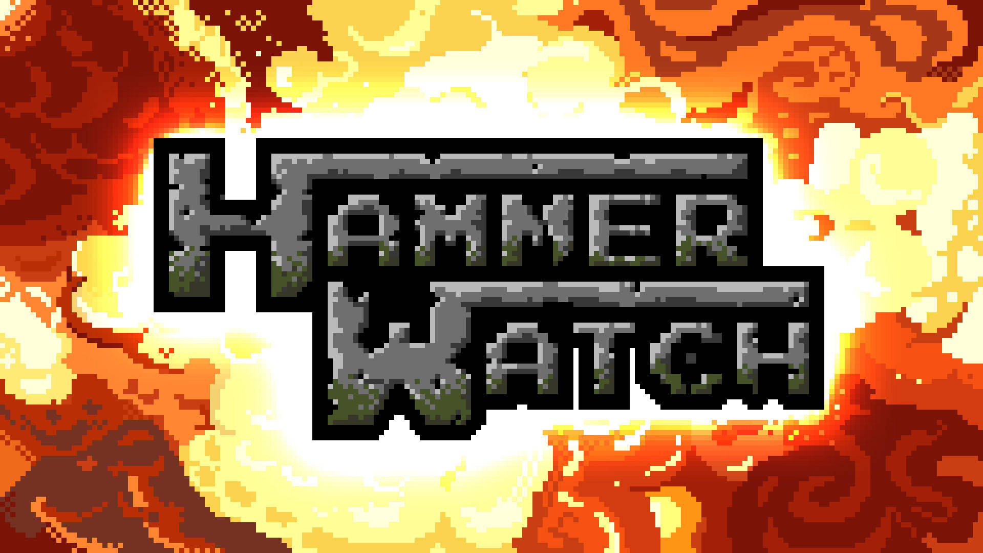 Hammerwatch Pixelated Fire Logo Wallpaper