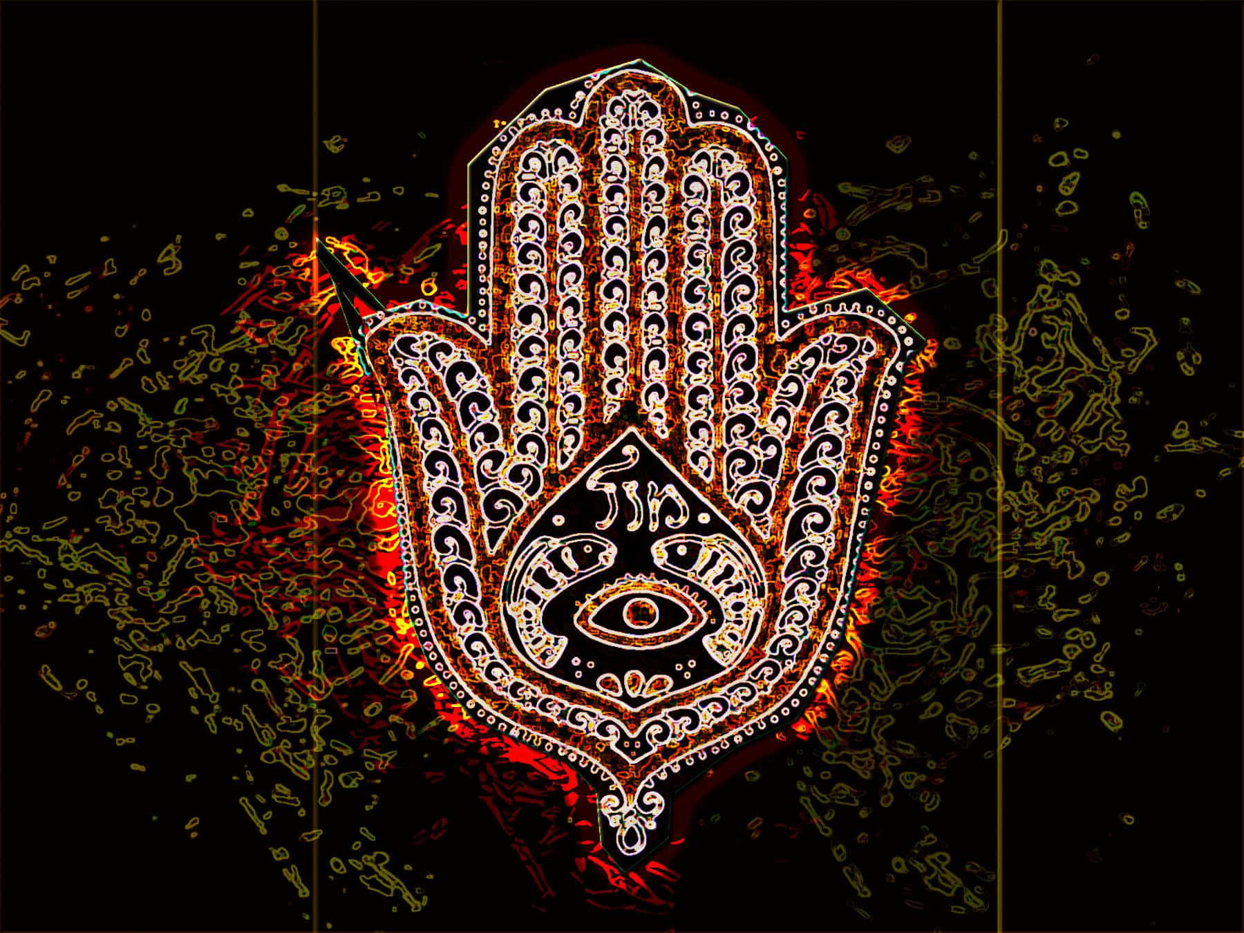 Mystical Hamsa Hand Design Wallpaper Wallpaper