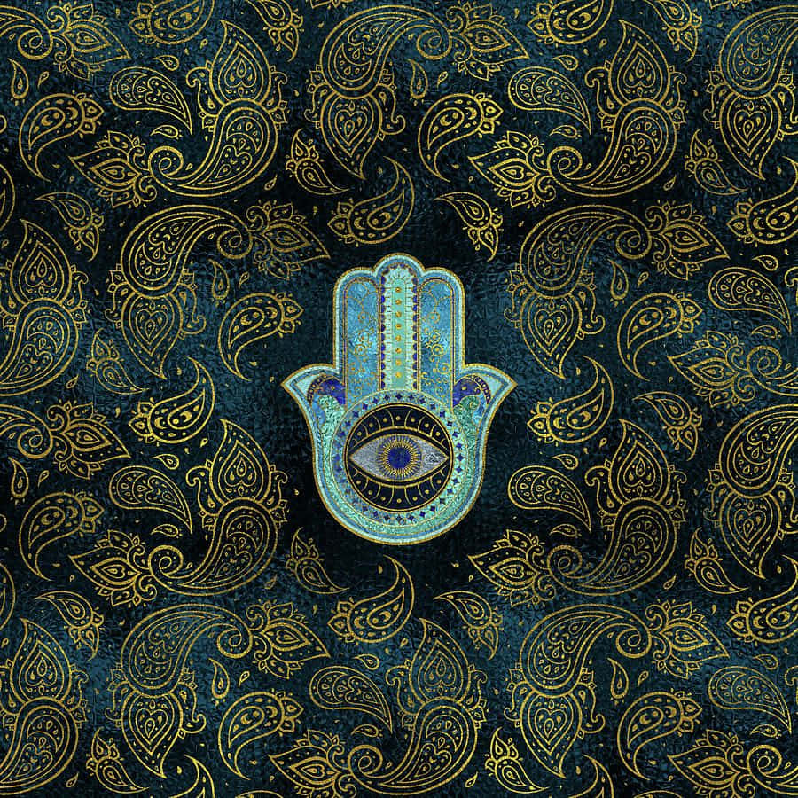 Caption: Beautiful Hamsa Symbol with Colorful Patterns Wallpaper
