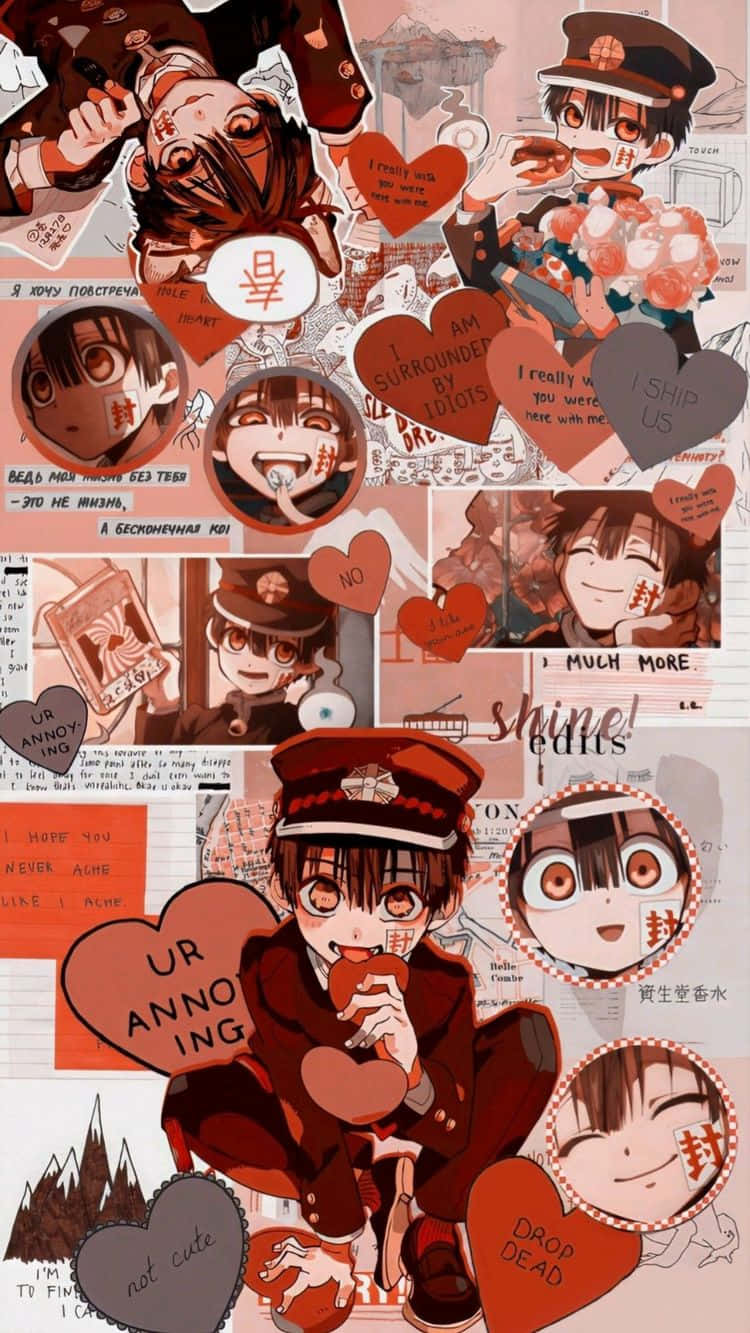 Einecollage Von Anime-charakteren Und Herzen