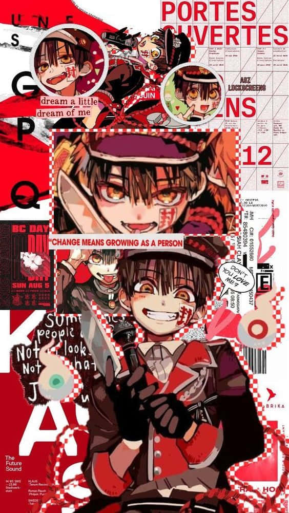 A Collage Of Anime Characters With Red And Black Backgrounds