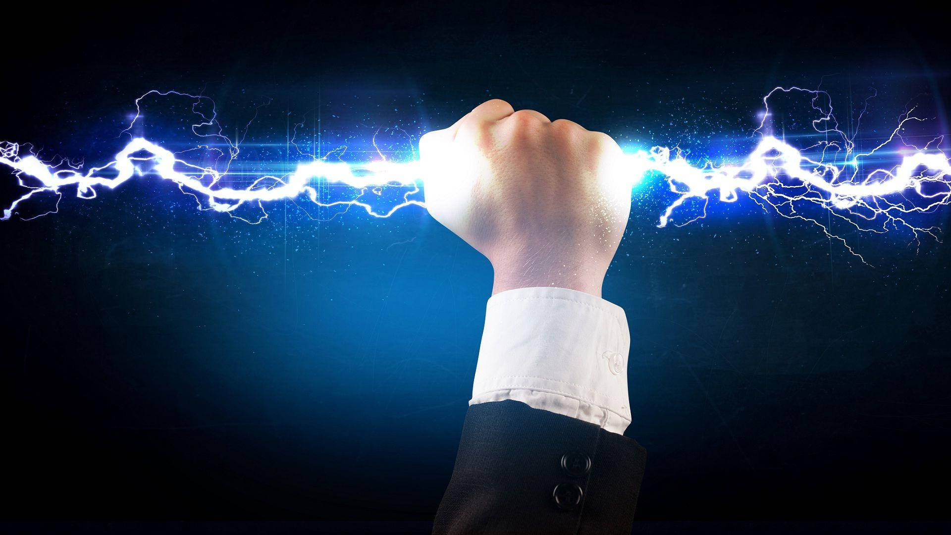 Hand Catching Electric Current Background