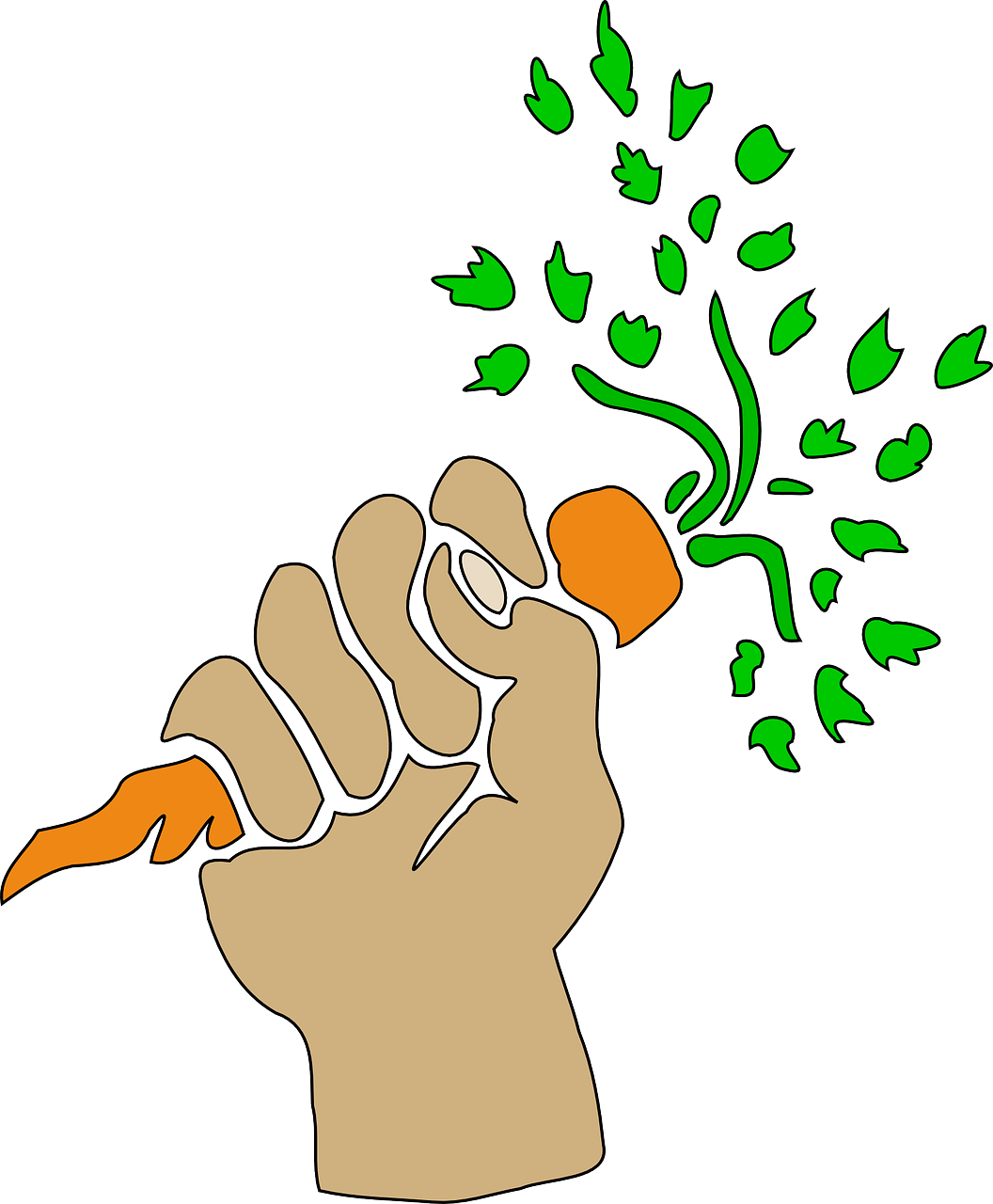 Hand Crushing Carrot Clipart PNG