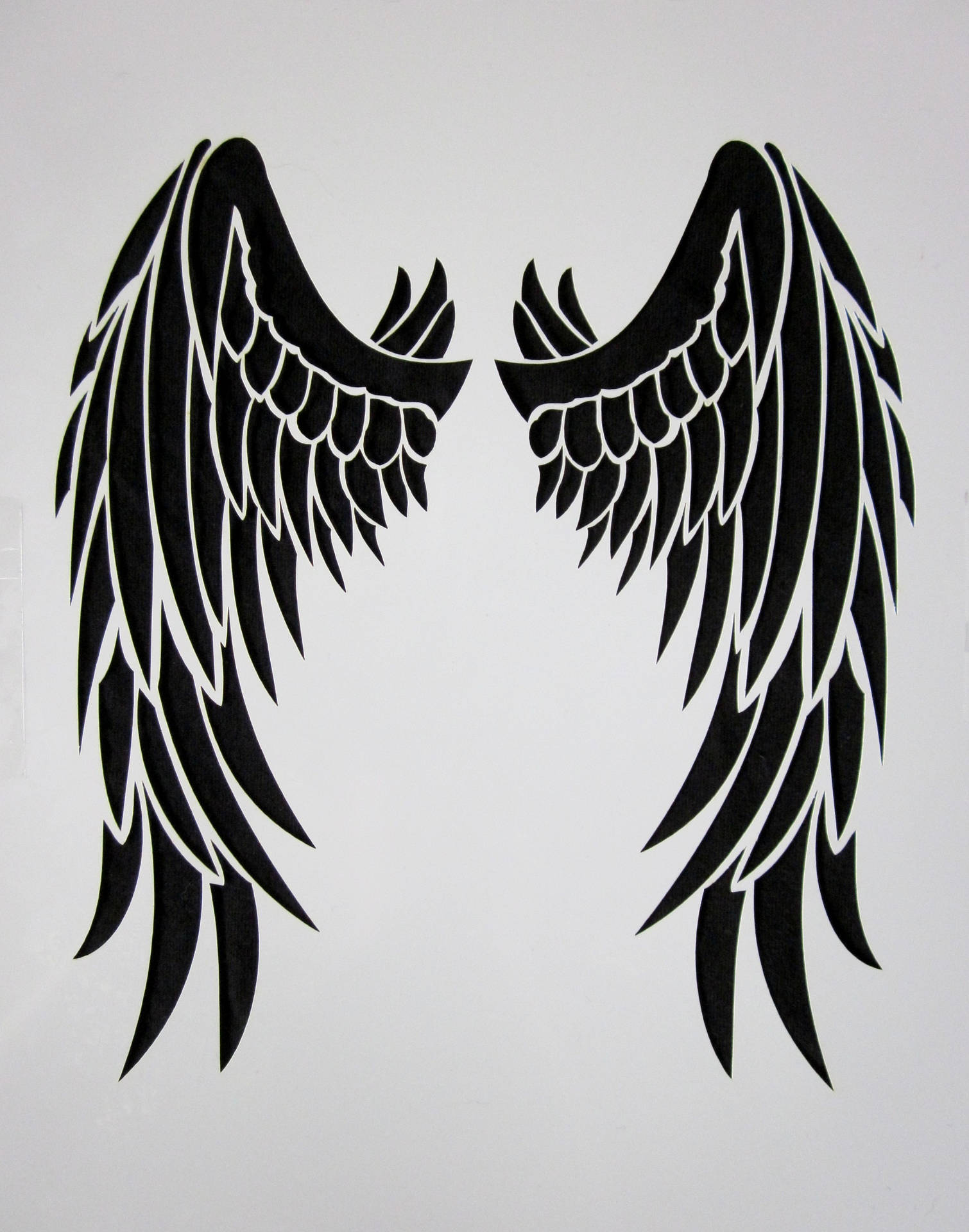 Hand Drawn Black Angel Wings Wallpaper