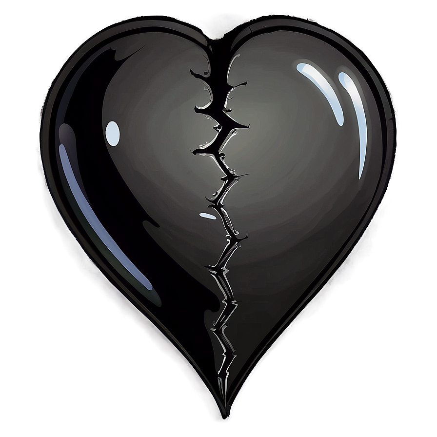 Hand-drawn Black Broken Heart Png 06252024 PNG