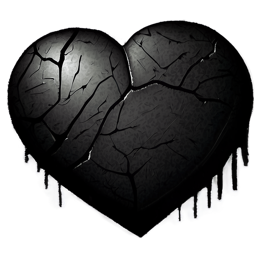 Hand-drawn Black Broken Heart Png 30 PNG