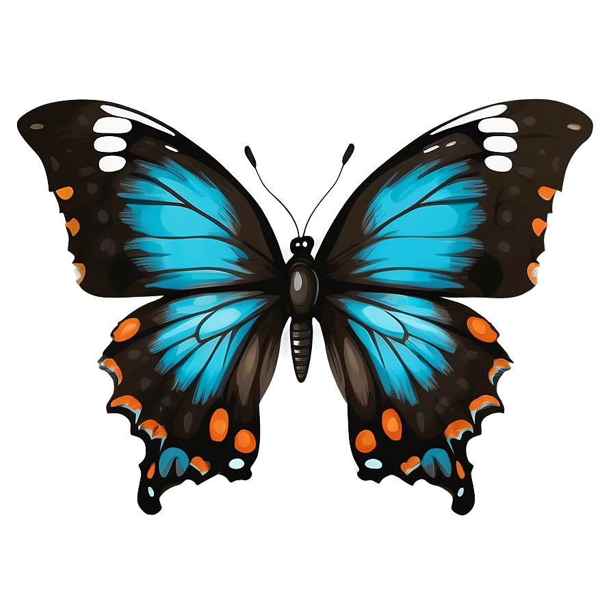 Hand Drawn Black Butterfly Png 06252024 PNG