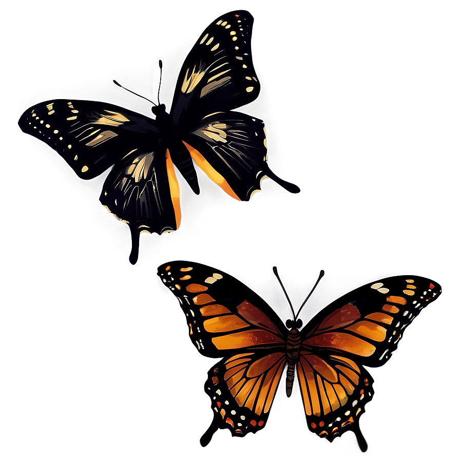 Hand Drawn Black Butterfly Png 5 PNG