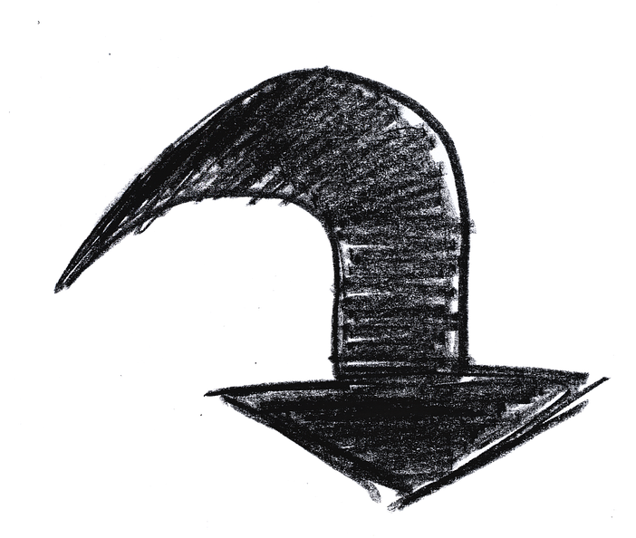 Hand Drawn Black Curved Arrow PNG