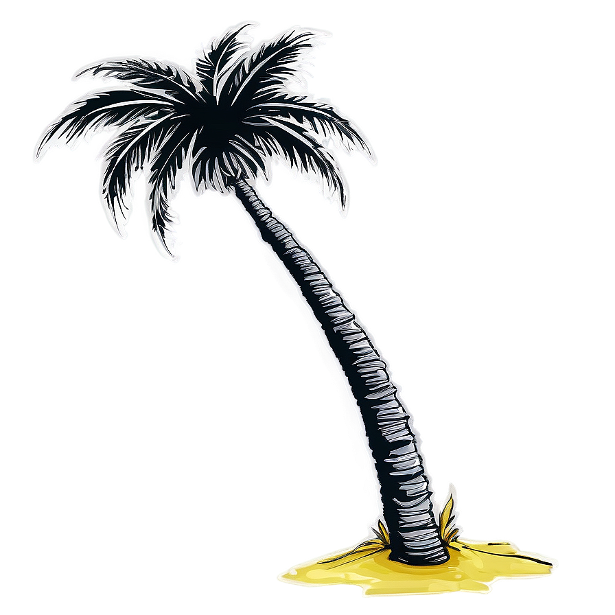 Hand Drawn Black Palm Tree Png 06262024 PNG