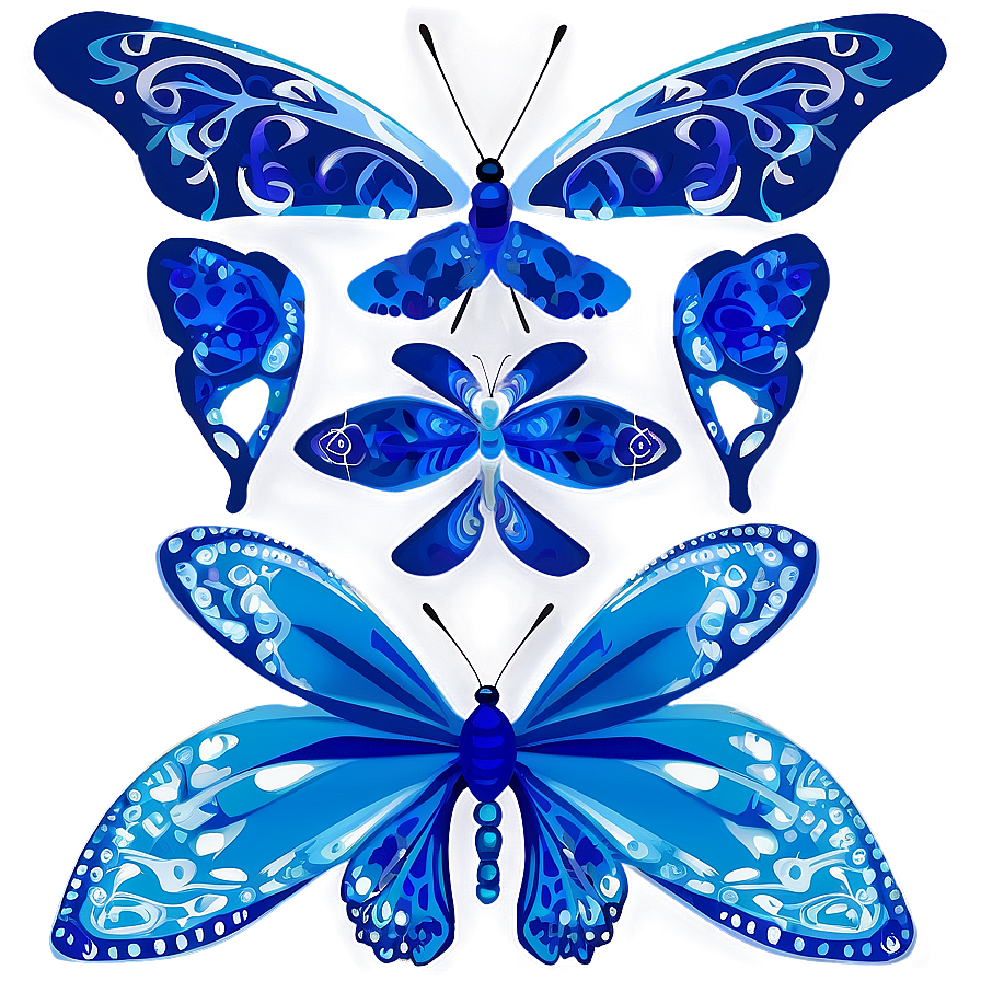 Hand-drawn Blue Butterfly Png Sim PNG