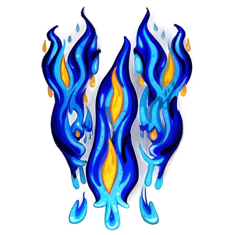 Hand-drawn Blue Flame Png 06202024 PNG