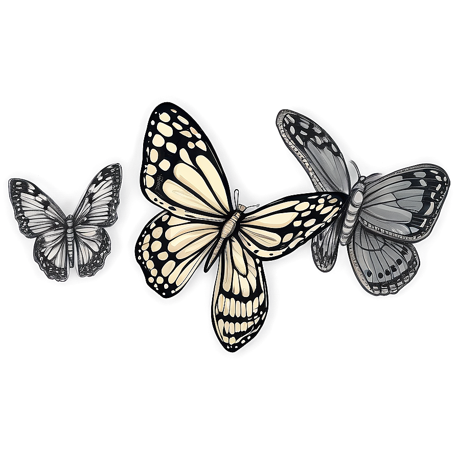 Hand Drawn Butterfly Sketch Png Vlm PNG