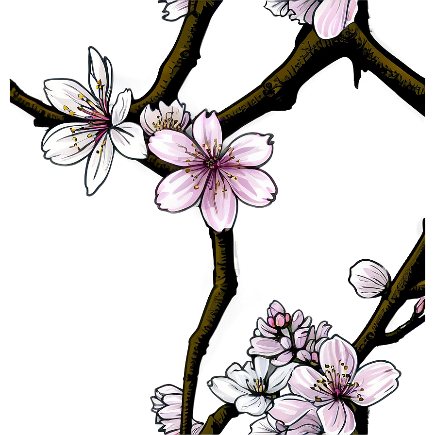 Hand Drawn Cherry Blossom Sketch Png 05032024 PNG