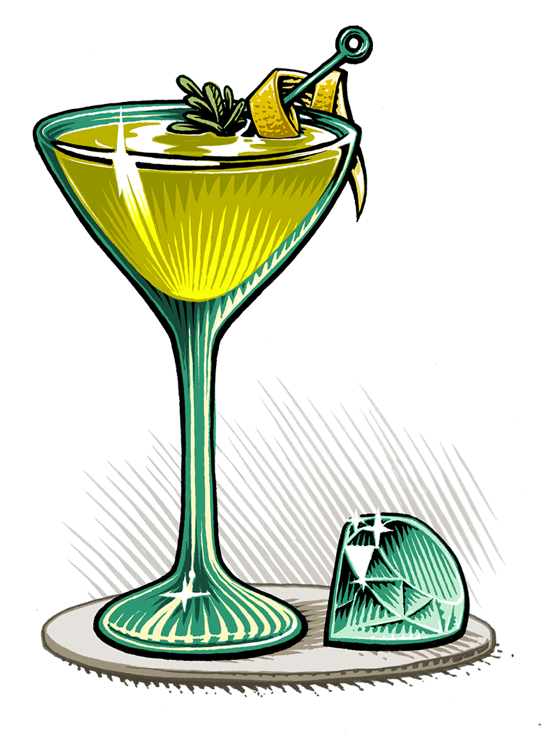 Hand Drawn Cocktail Glass With Garnish PNG