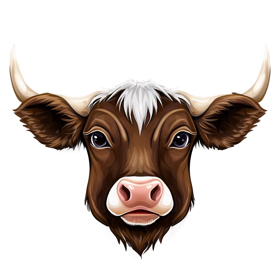 Hand Drawn Cow Head Png 06212024 PNG