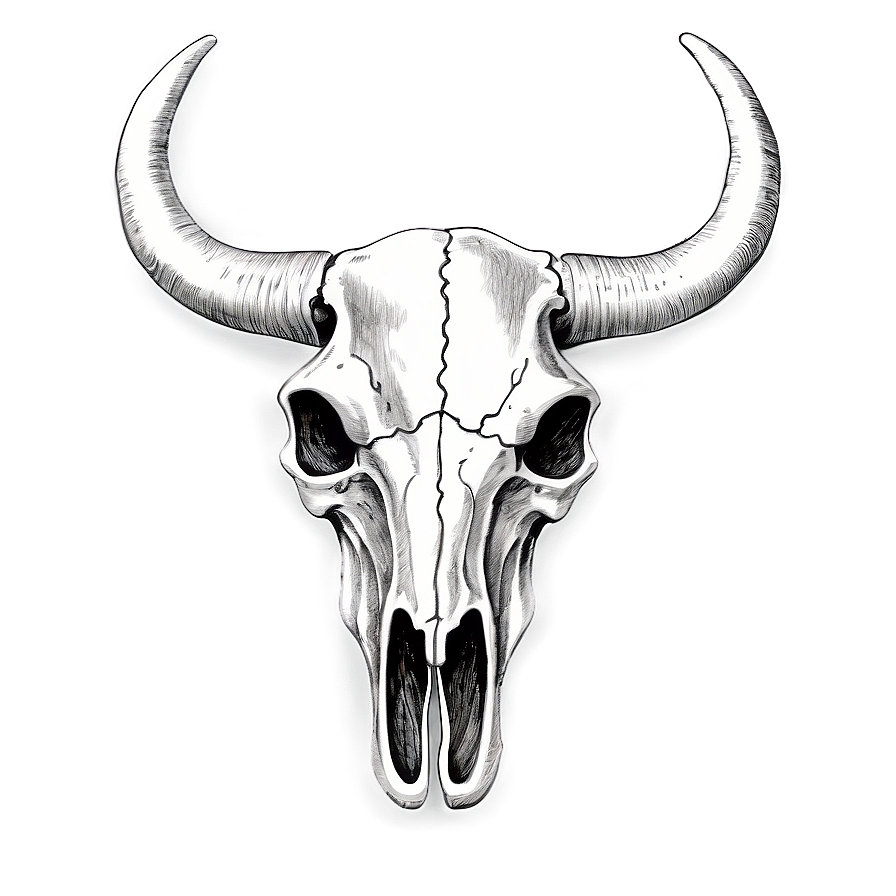 Hand-drawn Cow Skull Png 06132024 PNG