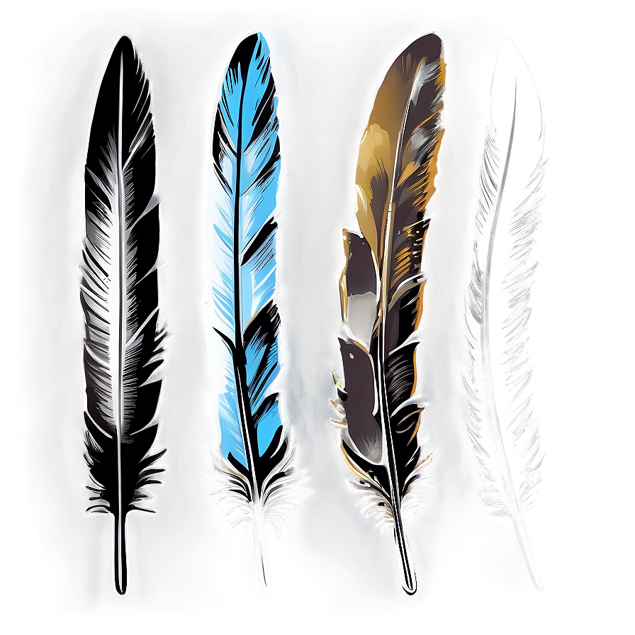 Hand-drawn Feather Sketch Png Lhq PNG