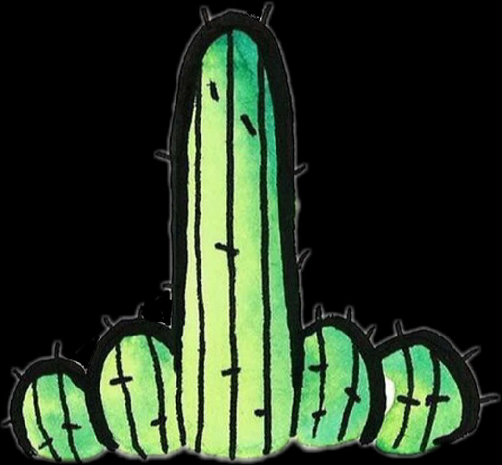 Hand Drawn Green Cactus Illustration PNG