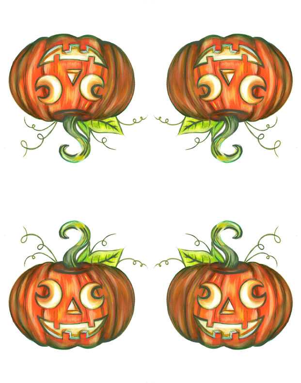 Hand Drawn Halloween Pumpkin Lanterns PNG