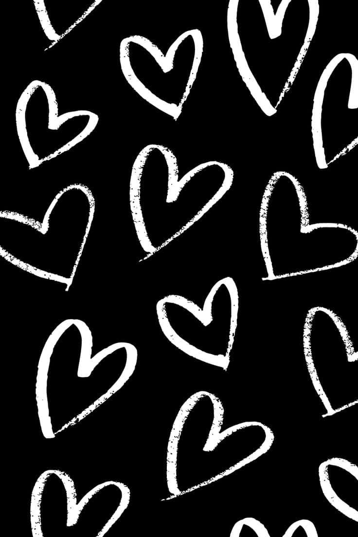 Hand Drawn Hearts Black Background Wallpaper