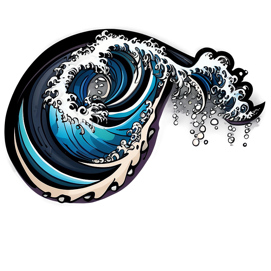 Hand Drawn Japanese Wave Png 28 PNG