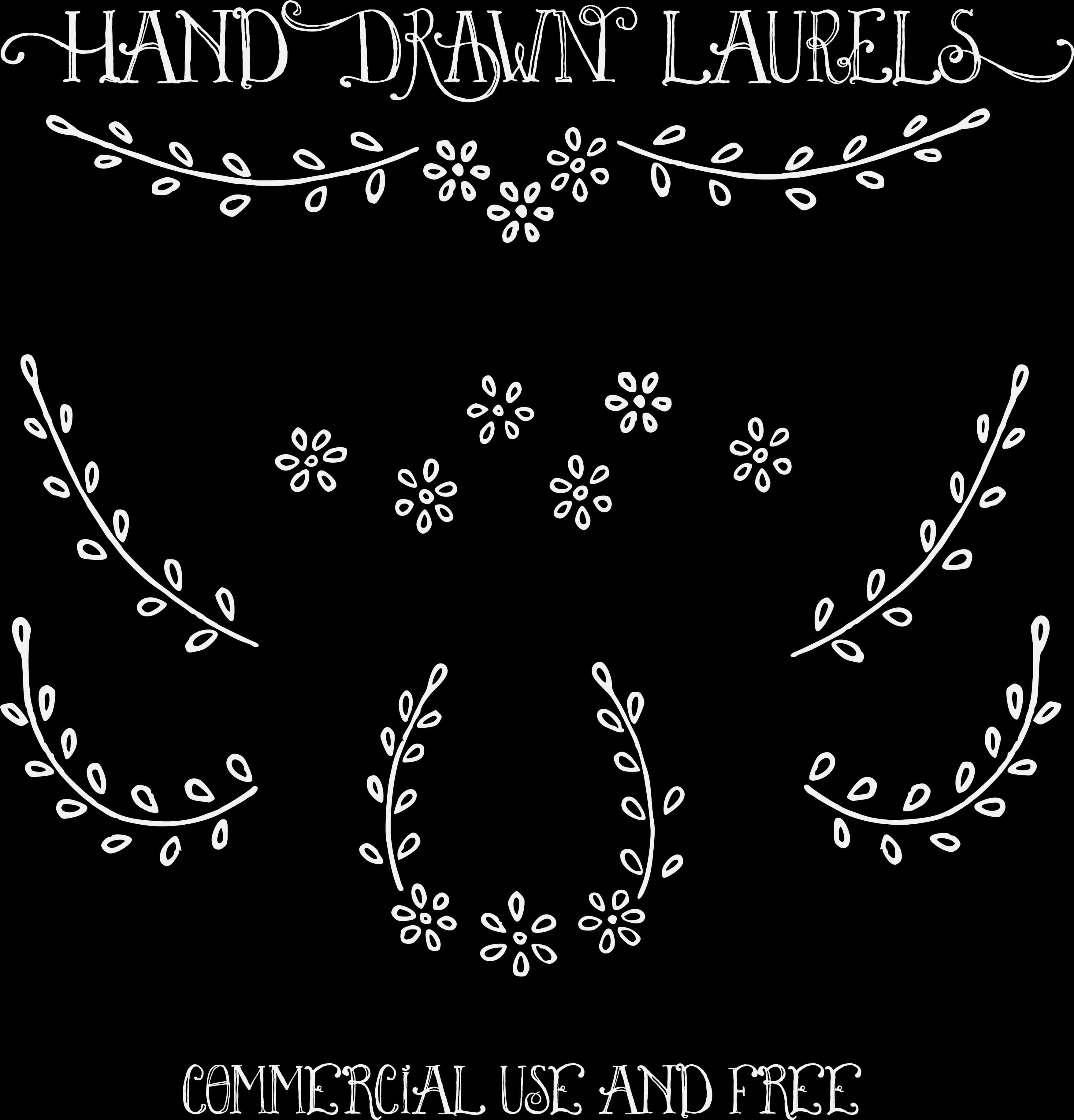 Hand Drawn Laurel Wreaths Vector PNG