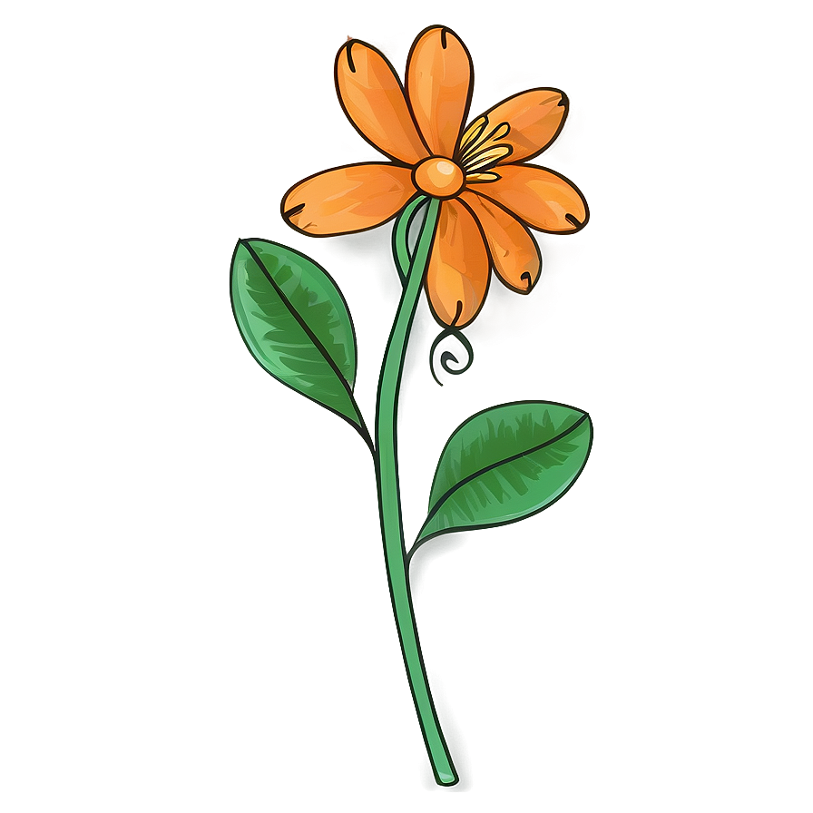 Hand-drawn Orange Floral Png 78 PNG