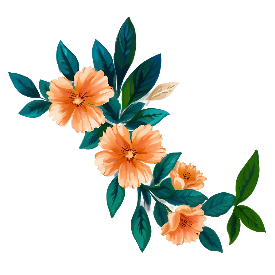 Hand-drawn Orange Floral Png Thc22 PNG