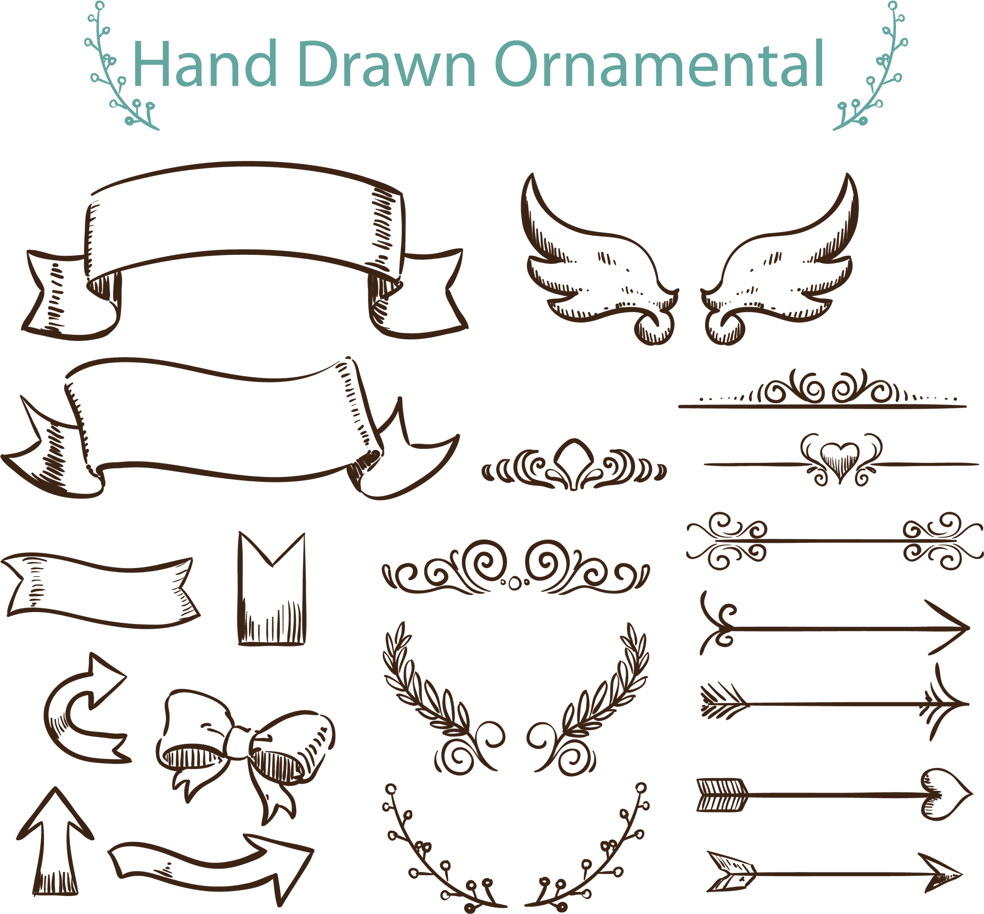 Hand Drawn Ornamental Elements PNG