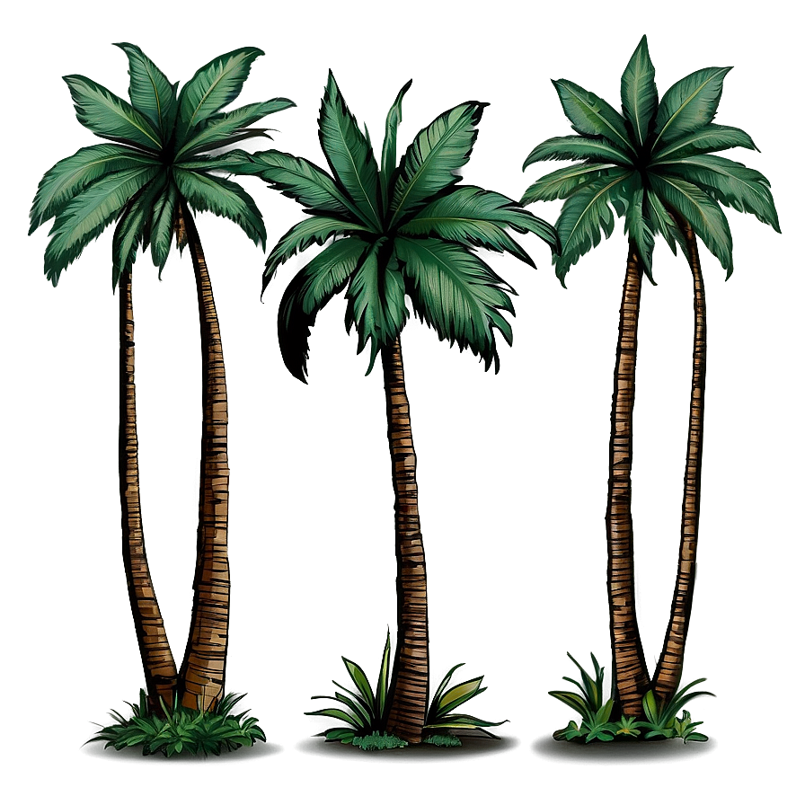 Hand Drawn Palm Trees Png 05042024 PNG