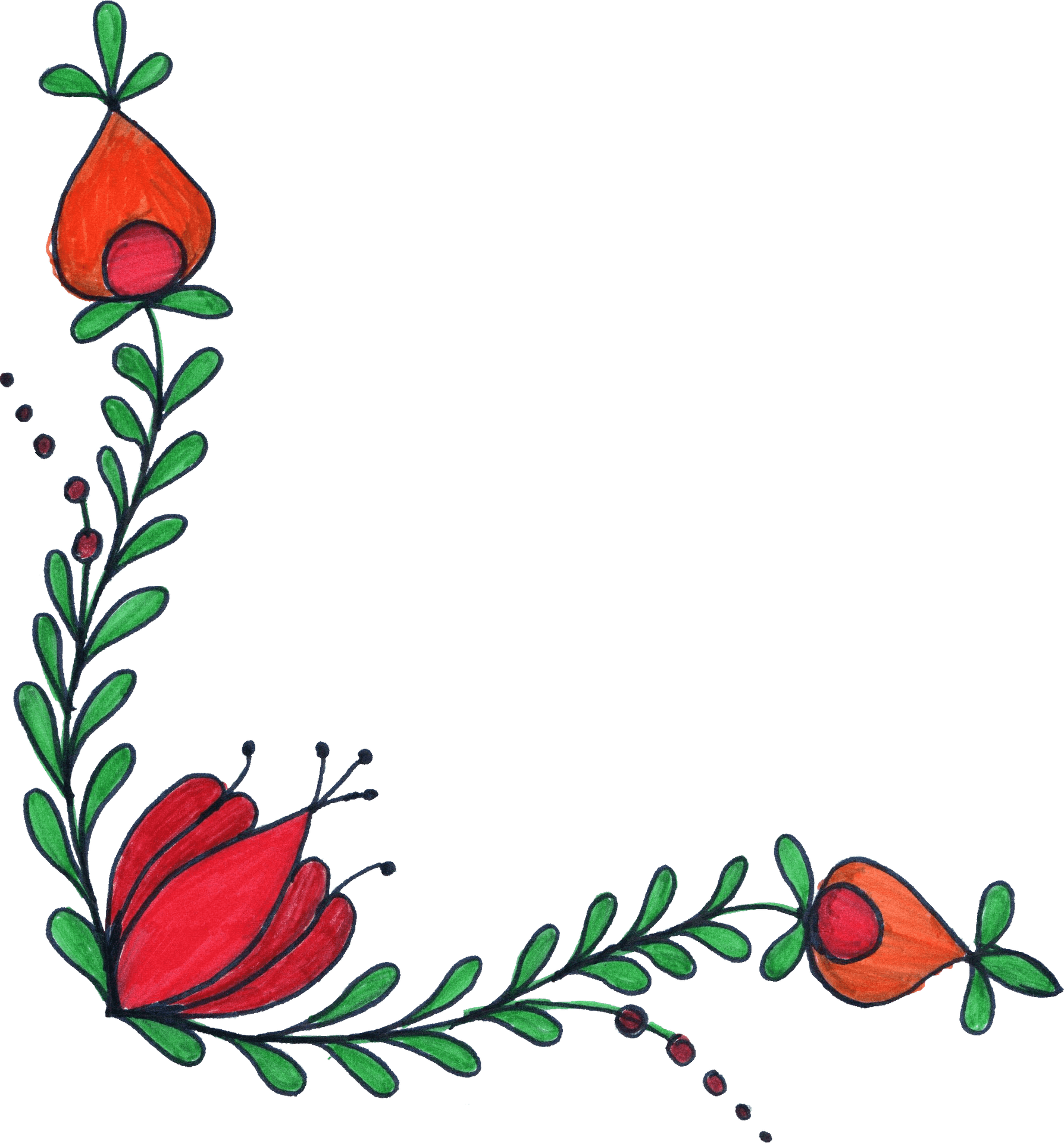 Hand Drawn Red Flower Artwork PNG