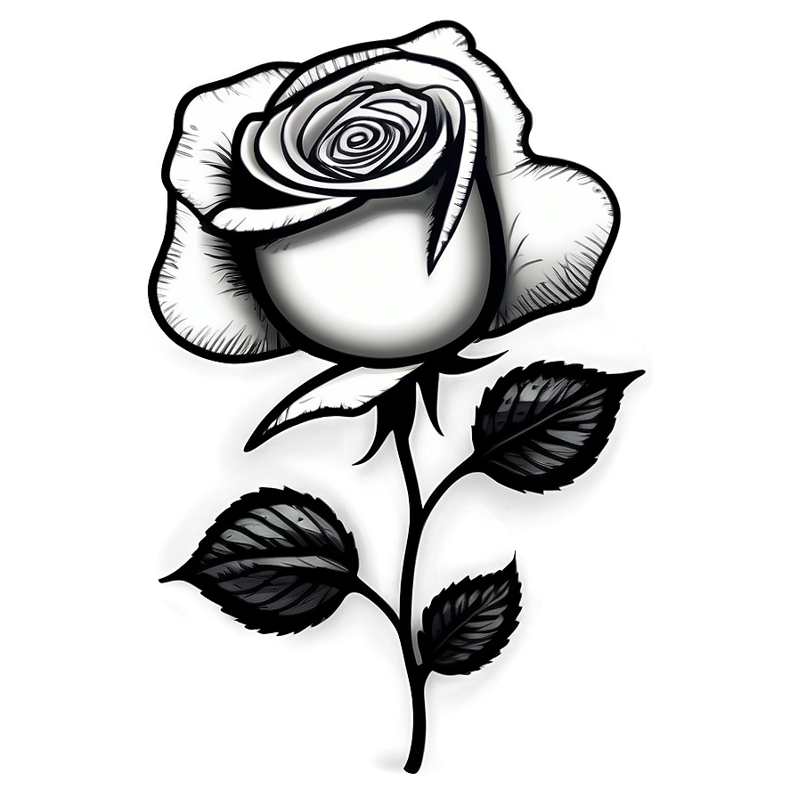 Hand-drawn Rose Black And White Png Icy31 PNG