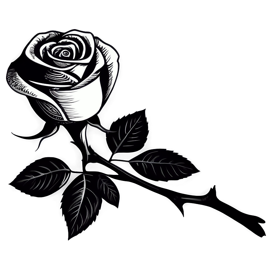 Hand-drawn Rose Black And White Png Qaq PNG