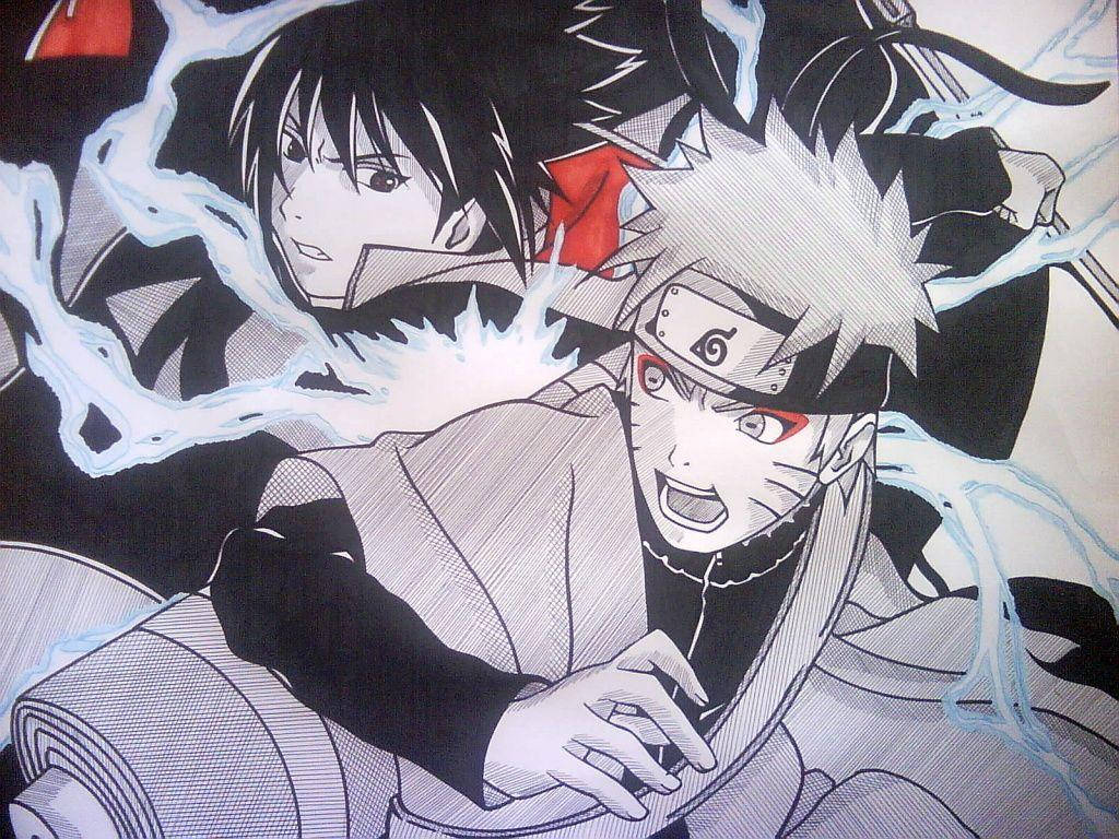 Hand-drawn Sasuke Vs Naruto Wallpaper