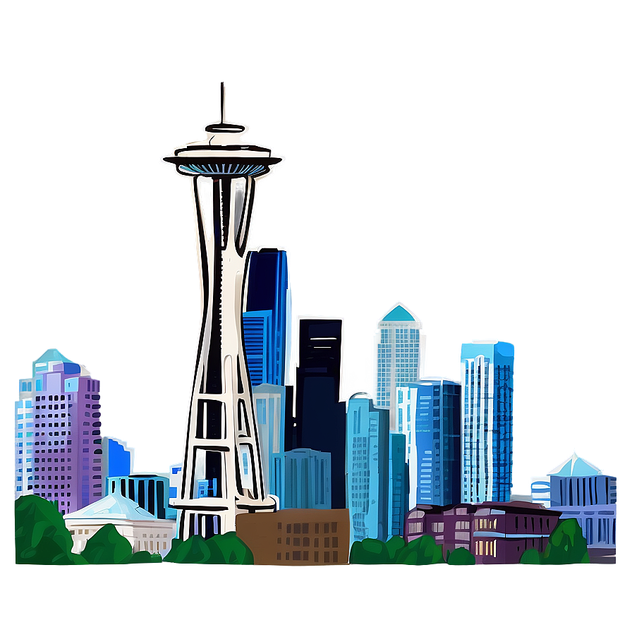Hand-drawn Seattle Skyline Png 82 PNG