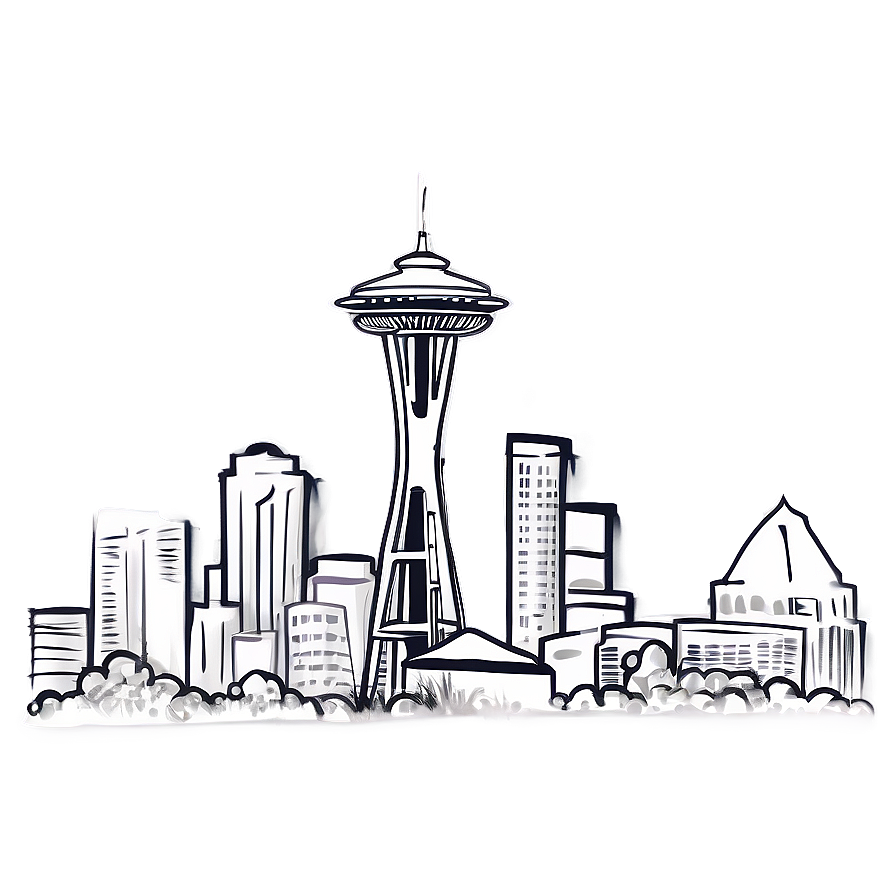 Hand-drawn Seattle Skyline Png Rjm PNG