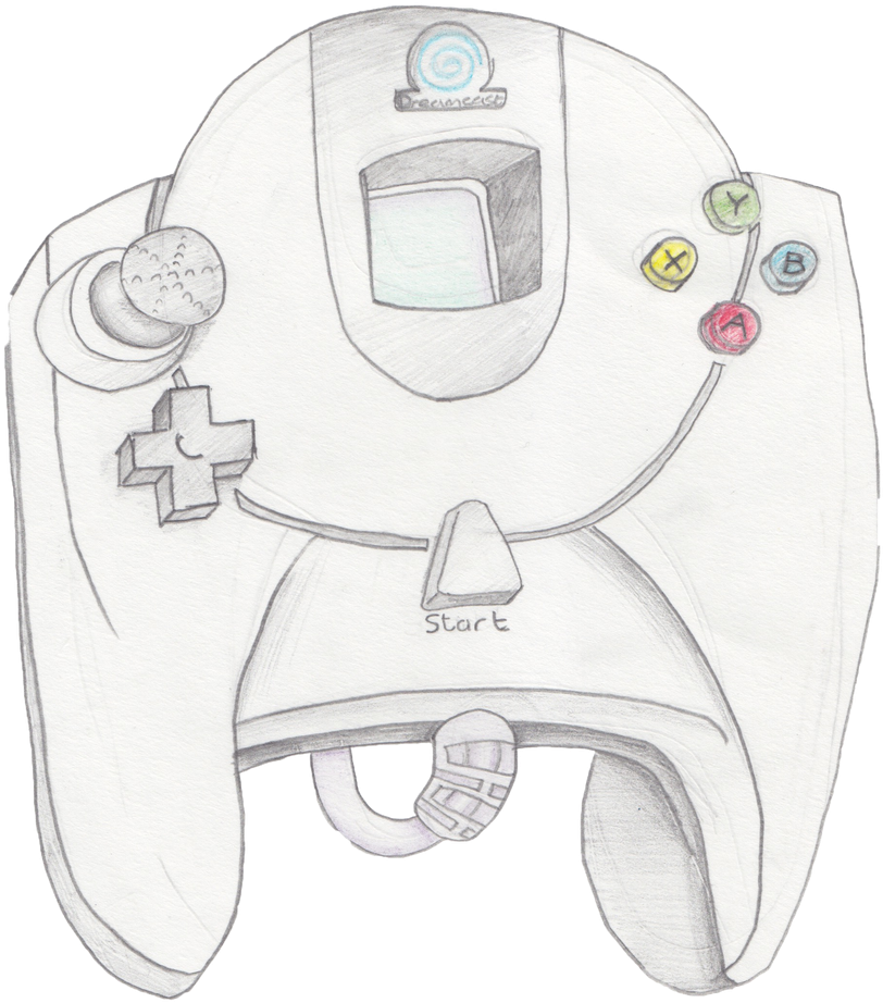 Hand Drawn Sega Dreamcast Controller Sketch PNG