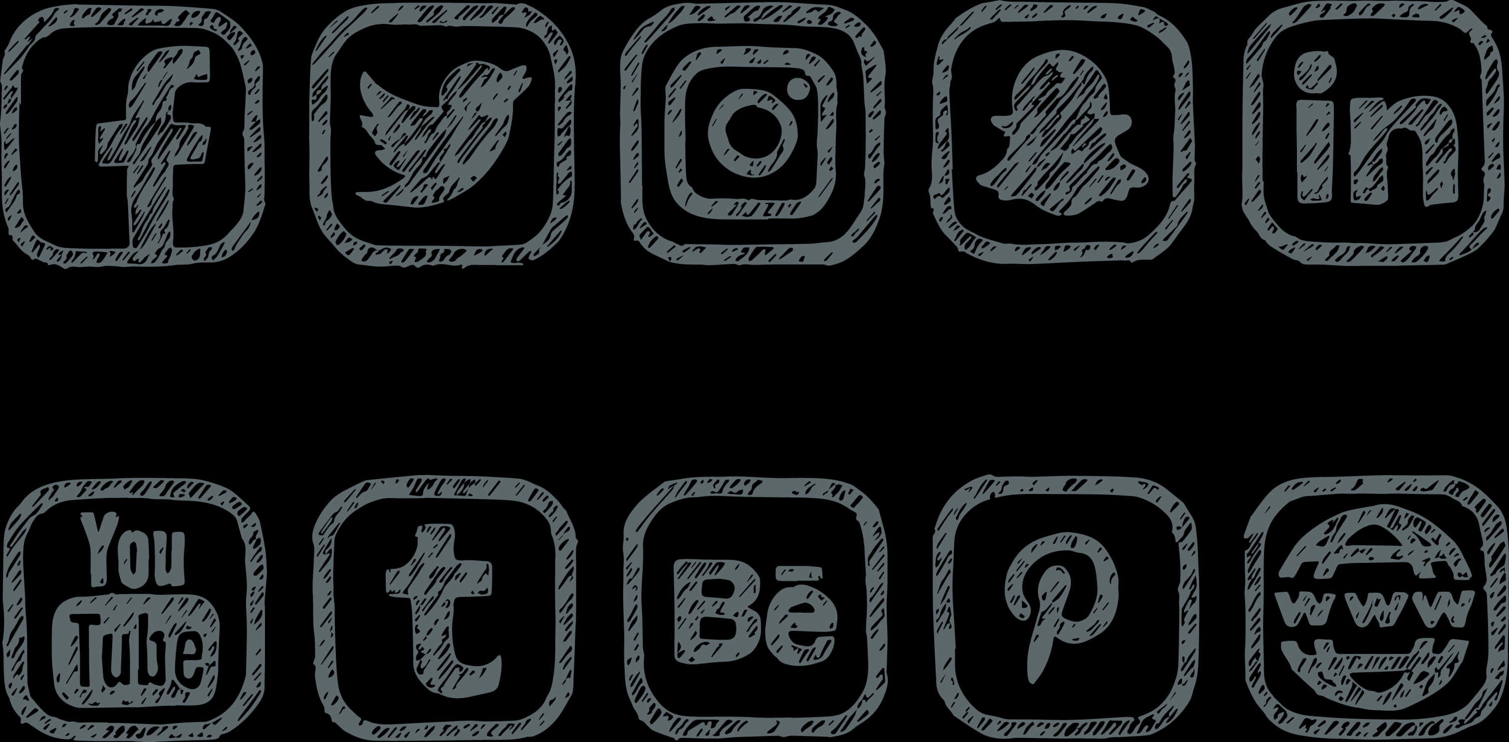 Hand Drawn Social Media Icons PNG