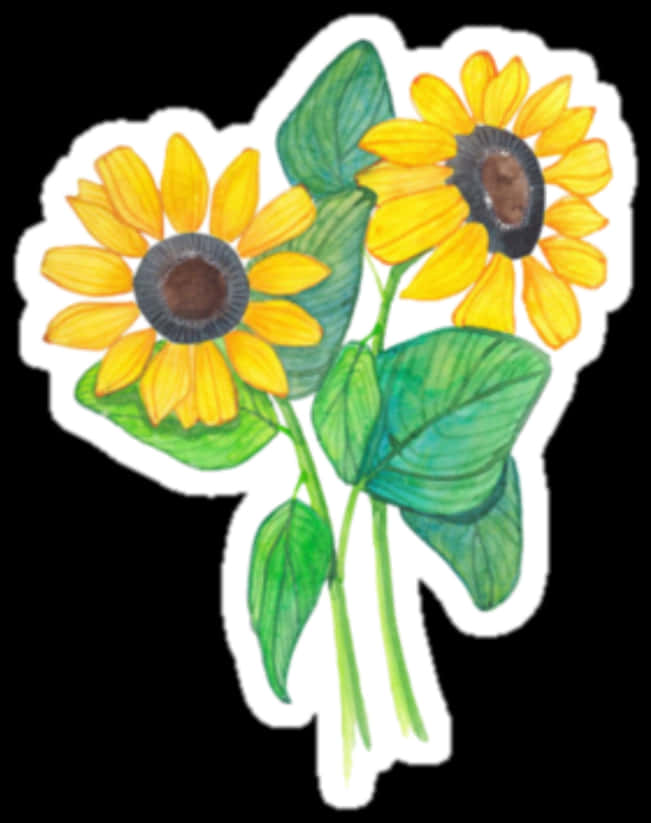 Hand Drawn Sunflowers Artwork PNG