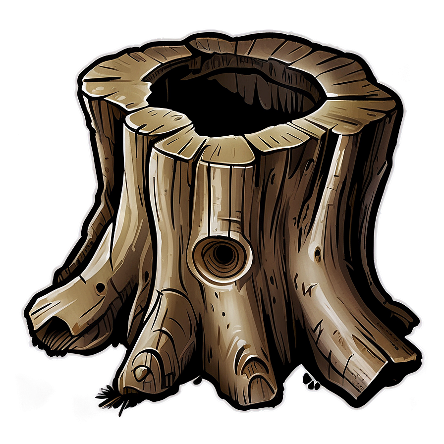 Hand Drawn Tree Stump Png 06132024 PNG