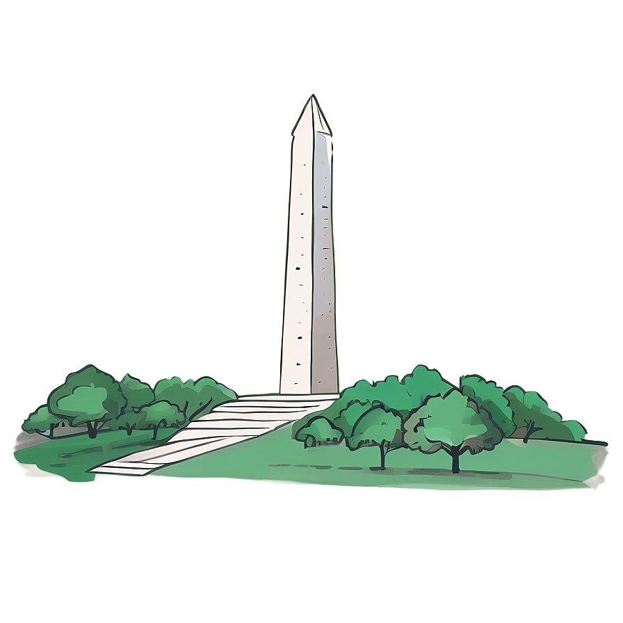 Hand Drawn Washington Monument Illustration Png Xkx1 PNG