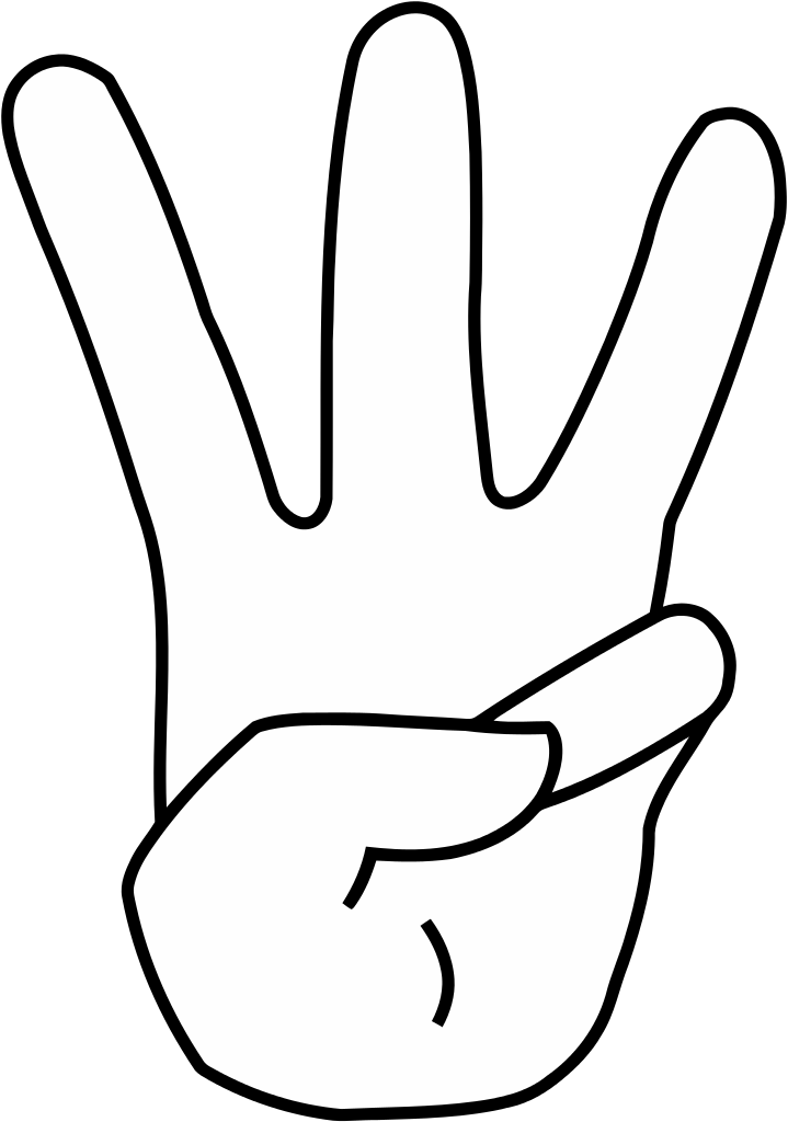 Hand Gesture Number Three Illustration PNG