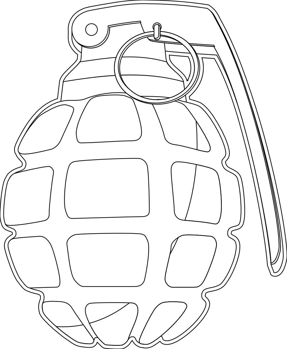 Hand Grenade Outline Drawing PNG